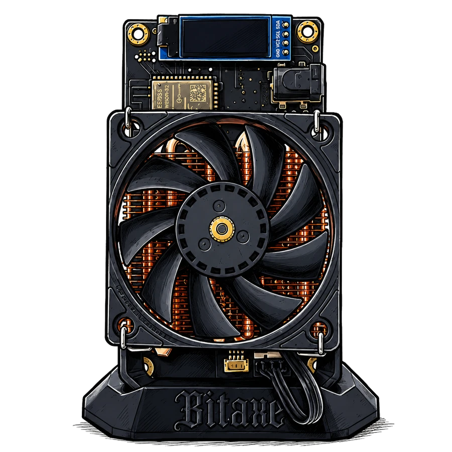 Open-Source Bitcoin Miner Bitaxe mit Kupfer-Kühlung